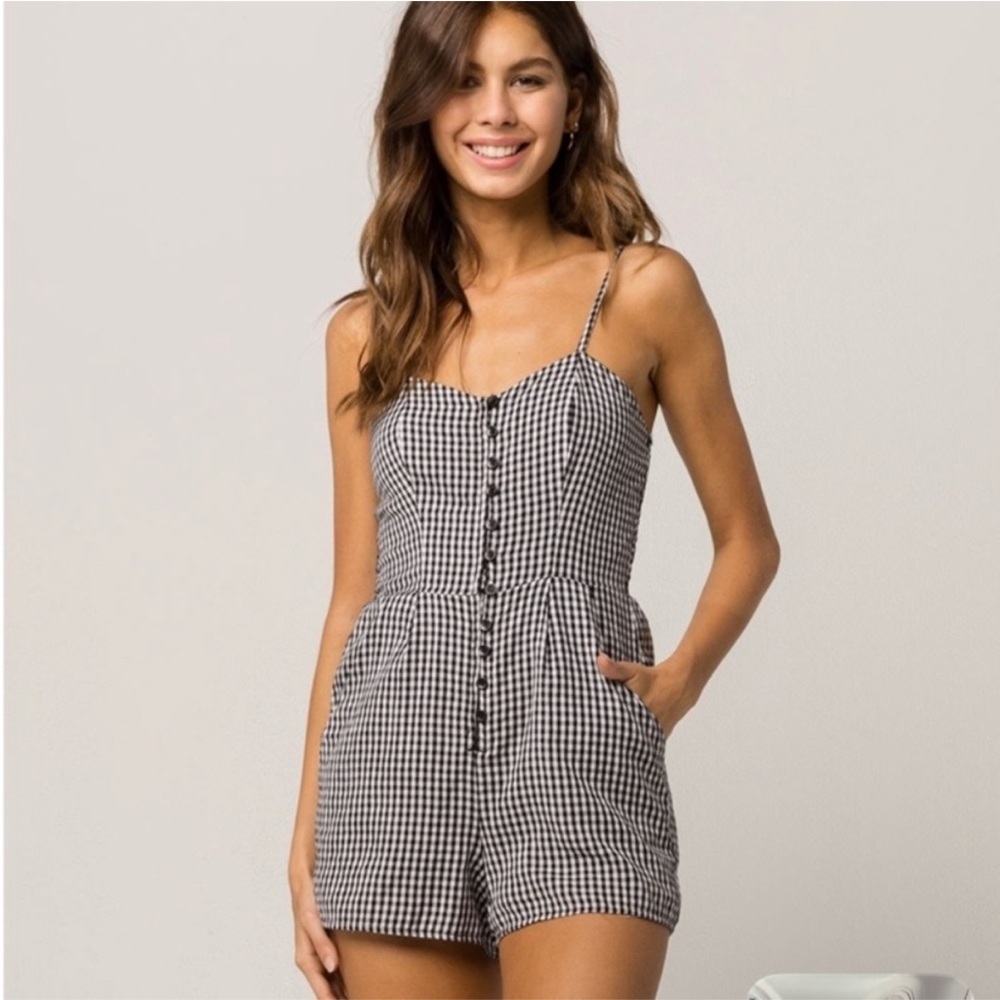 Sky And Sparrow Black Gingham 100% Cotton Romper Size M